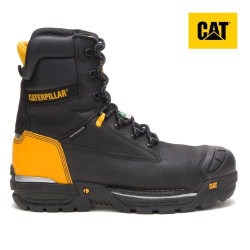 CAT Excavator LT 8" Waterproof TX Composite Toe CSA Men's Work Boots Black/Yellow (AU F-014) Australia